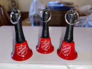 Set Of 3 Small (keychain Size) Vintage Salvation Army Red Bells.