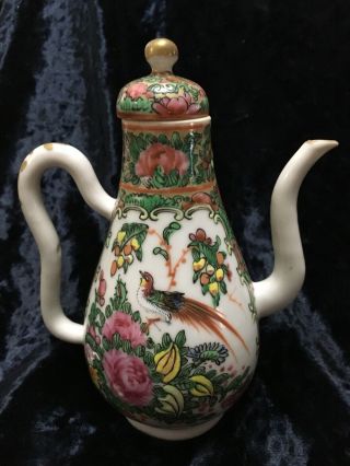 Antique Export 18th C.  Rose Medallion Chinese Porcelain Miniature Teapot Rare