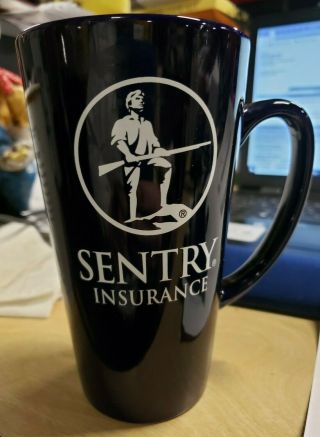 Rare Sentry Insurance Cobalt Blue Ceramic Mug With White Logo