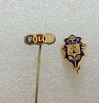 10K Gold Enameled Odd Fellows Lapel Pin & FLT Stick Pin 3