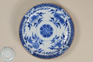18th Chinese Qing Kangxi Blue And White Porcelain Large 8⅜ " Dish Plate 清 康熙 青花陶瓷