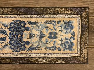 ANTIQUE CHINESE EMBROIDERED SILK PANEL WALL HANGING EMBROIDERY CHINA BLUE ART 3