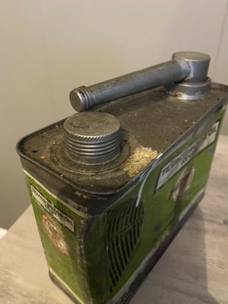 Vintage Texaco Half Gallon Handy Grip Oil Can Easy Pour Spout Metal Can 2