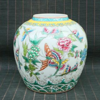 Chinese Handmade Vintage Porcelain Cloisonne Flower&butterfly Vase 00316