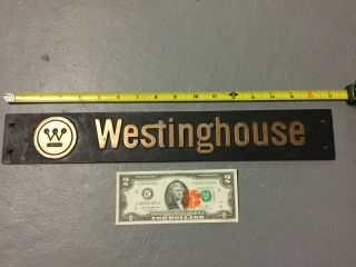 Vintage Westinghouse Name Plate Plaque Solid Brass Sign Philadelphia Navy Yard