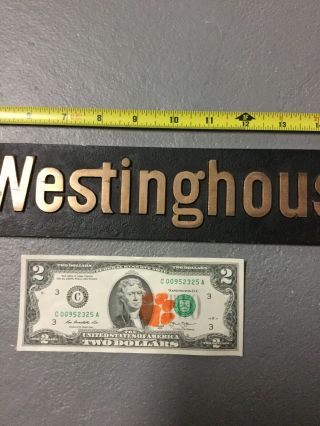 Vintage Westinghouse Name Plate Plaque Solid Brass Sign Philadelphia Navy Yard 3