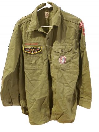 Cowikee Lodge Pocket 224 Vintage Scout Shirt With 1960s Eagle Patch.  Ft Rucker