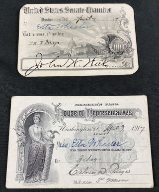 Antique U.  S House Of Representatives U.  S Senate Chamber Passes 1917 Signed