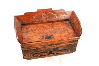 19th Century Small Bench Seat Style Chinese Box With Lid And Unusual Drawer