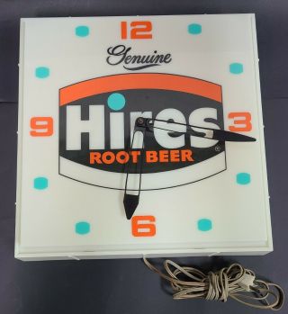 Vintage 1960s Hires Root Beer Soda Neon Products Inc Plastic Advertising Clock
