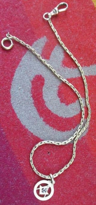 Vintage 1/20 12k Gold Filled Masonic Enamel Pendant & Watch Chain