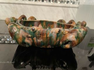 Antique Chinese Sancai Glazed Pottery Crab Bowl