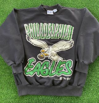 Vtg 1994 Philadelphia Eagles Crewneck Sweatshirt The Game Big Logo Nfl 90s Men L