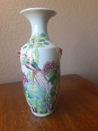Antique Chinese Famille Rose Phoenix Vase Qing 19th Century