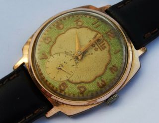 Unusual Vintage Gents Swiss Made Gold Plated Velis 17 Jewels Watch C1960s