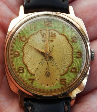 Unusual Vintage Gents Swiss Made Gold Plated Velis 17 Jewels Watch c1960s 2