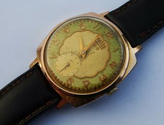 Unusual Vintage Gents Swiss Made Gold Plated Velis 17 Jewels Watch c1960s 3