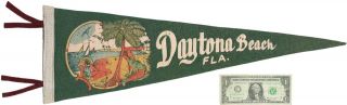 Vintage 1940s Souvenir Pennant Daytona Beach Florida Fl Alligator Bathing Beauty