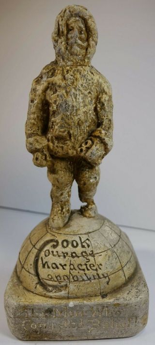 Rare Cook 1909 Chalkware Sculpture Figurine Vintage Antique North Pole Explorer