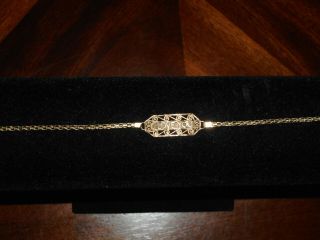 Dainty Vintage 14k Gold 7 - 1/2 " Bracelet (i Love You)