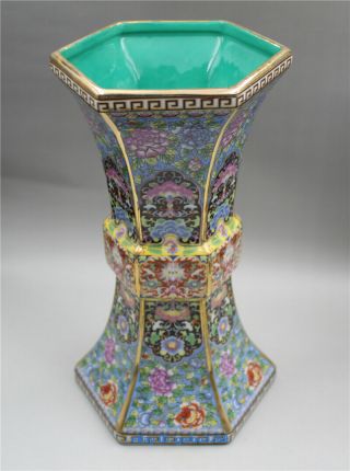 9.  4” Chinese Cloisonne Porcelain Handwork Painting Flower Vase W Qianlong Mark S