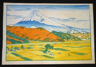 Vintage Japanese Color Woodblock Print " Mount Fuji " By Toshi Yoshida (ahb) 2