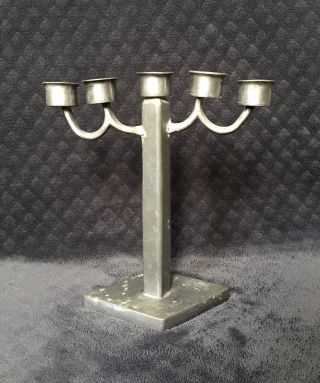 Rare Antique Chinese Paktong Art Deco Double Arm Pewter Candelabra Marked