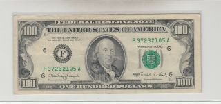 1990 (f) $100 One Hundred Dollar Bill Federal Reserve Note Atlanta Old Vintage