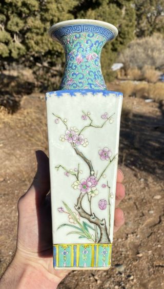 Antique Chinese Porcelain Vase Four Seasons Flowers Famille Rose Late Qing