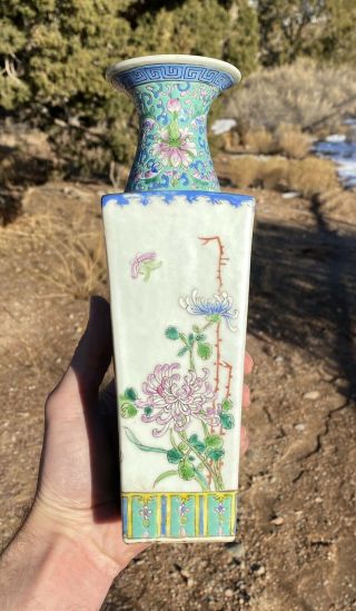 Antique Chinese Porcelain Vase Four Seasons Flowers Famille Rose Late Qing 2