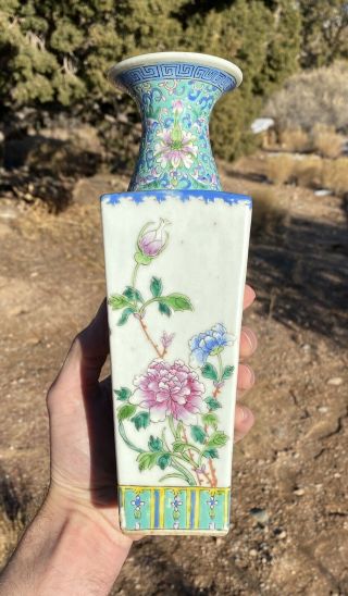 Antique Chinese Porcelain Vase Four Seasons Flowers Famille Rose Late Qing 3