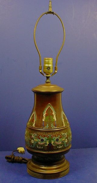 19th Century Chinese Bronze & Cloisonne Enamel Vase / Table Lamp