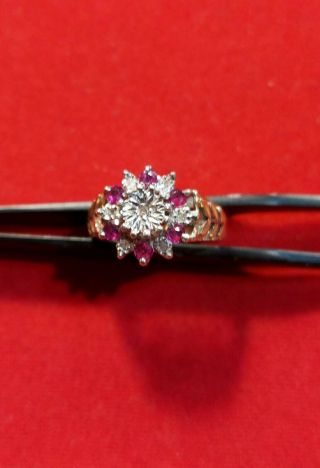 Vintage 9ct Gold Hallmarked Ruby Diamond Ring 5.  12g