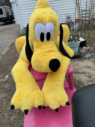 Vintage Disney Store Hoop Retail Giant Pluto Dog Plush Stuffed Toy Jumbo 42”
