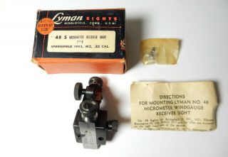 Nos Lyman 48 S 48s Micrometer Windgauge Receiver Sight 1903 Springfield M2.  22