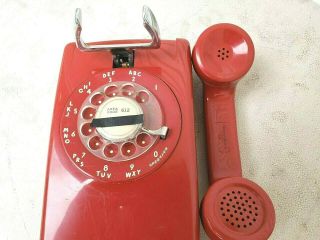 Vintage 1964 Red Rotary Wall Phone By Western Electric For Bell Systems