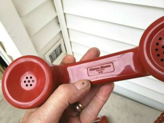 Vintage 1964 Red Rotary Wall Phone by Western Electric for Bell Systems 3