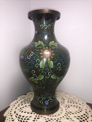 Antique Chinese Cloisonne Vase 9 5/8 Inches Tall Pre 1940