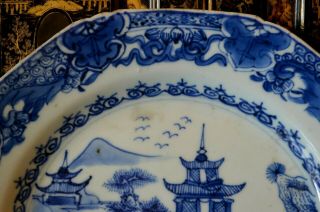 Chinese Antique Blue & White Porcelain Plate with Flower landscape Enamel 2