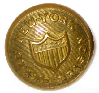 Rare 1855 Pre Civil War Antique Obsolete York State Prison Button Law Police