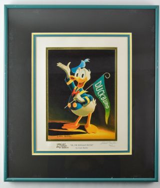 Framed Gold Plate Ltd.  Edition Carl Barks “hi,  I’m Donald Duck " Print - Jl137