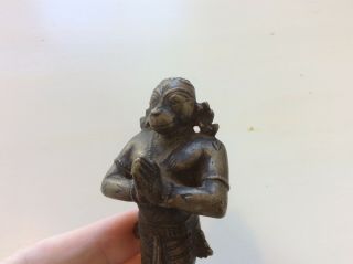 Old Antique South Indian Hanuman Statue With Brass Flask