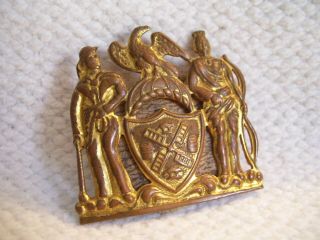 Vintage Nypd Gold Tone Metal Hat Badge City Of York Police Department