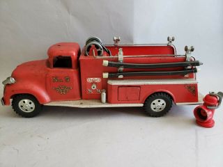 Vintage 1957 Tonka Red Pressed Steel No 5 Suburban Pumper Fire Truck