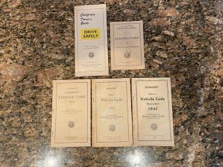 Early California Highway Patrol (chp) Vehicle Code Books,  Operators Chauffeurs