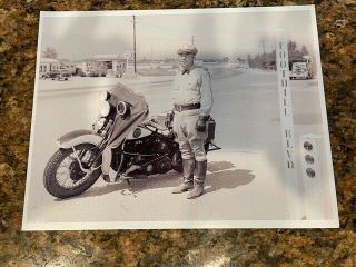 Early California Highway Patrol (chp) Motorcycle Officer Photo - 8 1/2 " By 11 "