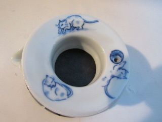 Japanese Antique Blue&white Cat Porcelain Water Dropper Signed