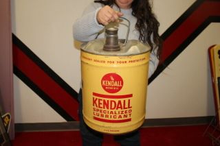 Large Vintage Kendall Motor Oil Metal 5 Gallon Can Gas Station Sign