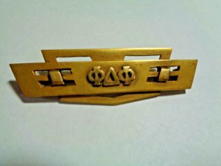 Vintage Phi Delta Phi Fraternity Gold Tone Brochon Chicago Deco Style Pin Ad