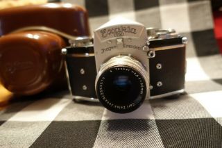 Vintage Exakta Ihagee Vx 35mm Slr Camera W/50mm Zeiss Tessar Lens And Case